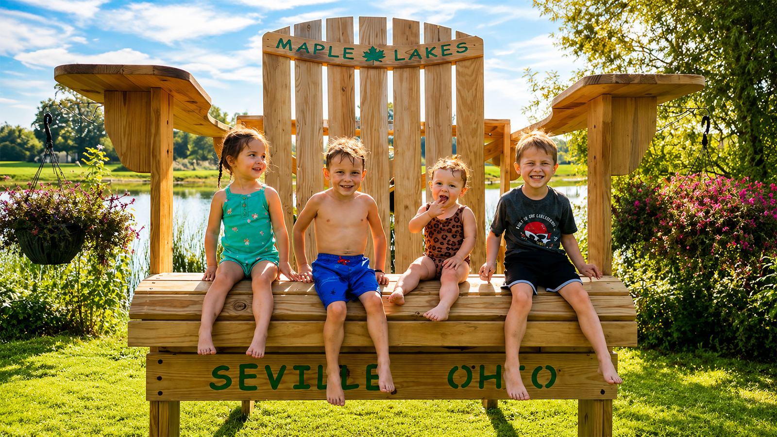 Children enjoying a summer day at Maple Lakes Campground in Seville, Ohio